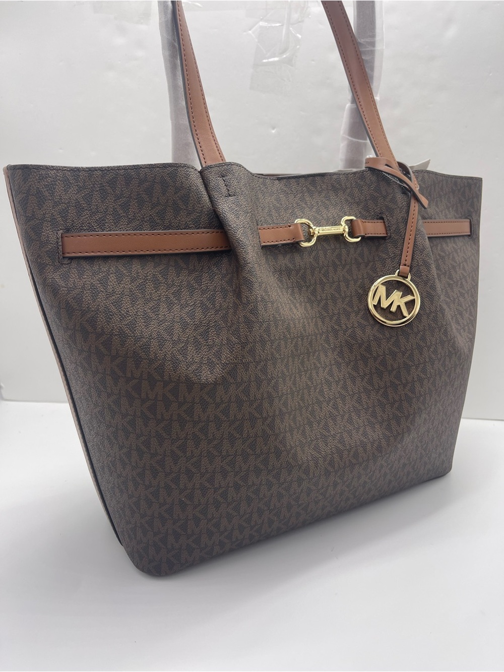 Michael Kors Carson CZ EW Large Signature Logo Tote Shoulder Bag
Brown 
NWT